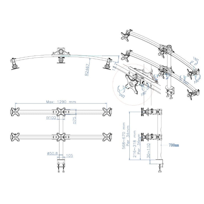 Стойка Neomounts by NewStar Flat Screen Desk Mount (clamp)