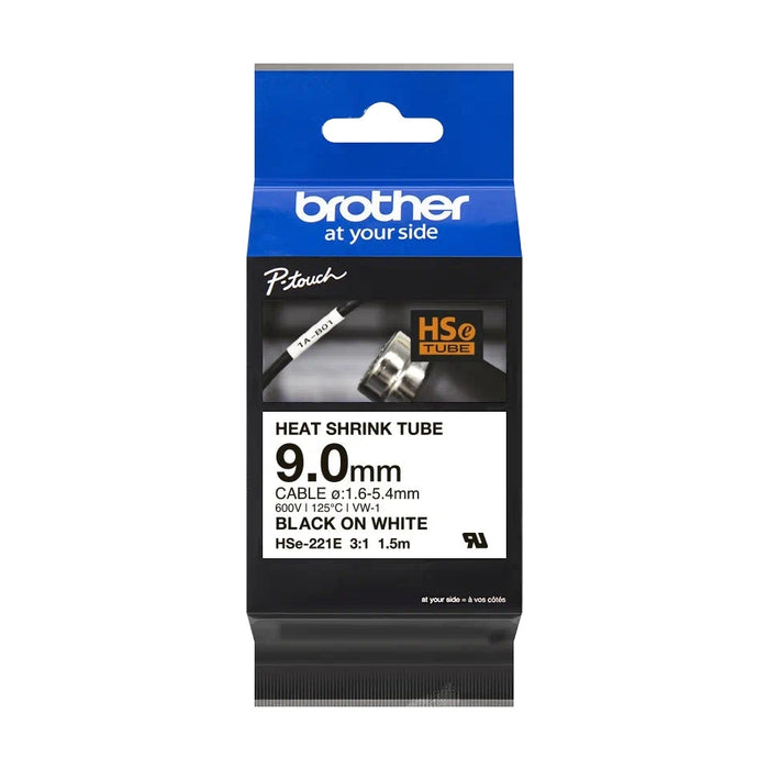 Консуматив Brother HSe-221E 9mm Black on White Heat Shrink