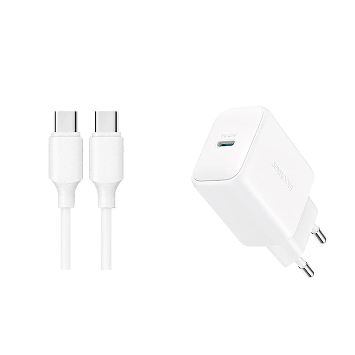 Зарядно с кабел Joyroom JR-TCF20, USB-C, PD, 20W, USB-C / USB-C, 1m, бяло