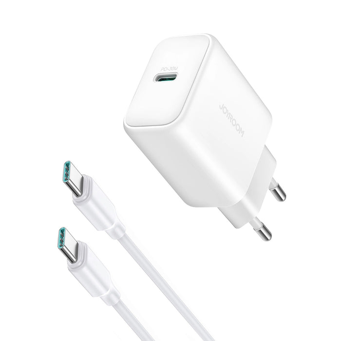 Зарядно с кабел Joyroom JR-TCF24, USB-C, PD, 30W, QC, SFC, USB-C, 1m, бяло