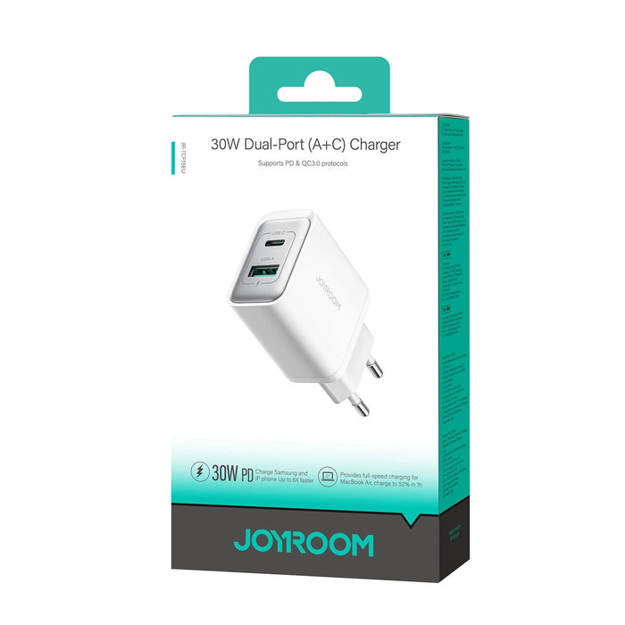 Зарядно Joyroom JR-TCF15, USB-C / USB-A, 30W, бяло