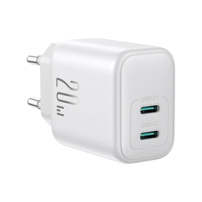 Зарядно Joyroom JR-TCF12, 2x USB-C, 20W, PD / QC 3.0, бяло