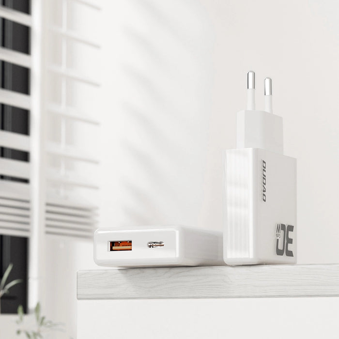 Зарядно с кабел Dudao A30EUL, 30W, USB-A / USB-C, GaN, USB-C / Lightning, бяло