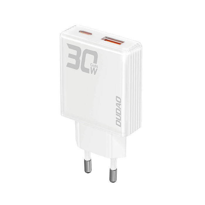 Зарядно с кабел Dudao A30EU, 30W, USB-A / USB-C, GaN, бяло