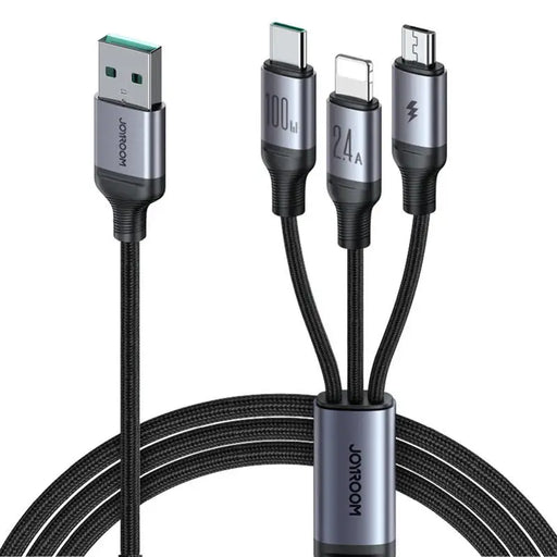 3в1 USB кабел Joyroom SA21-1T3 Speedy 100W 1.2m черен