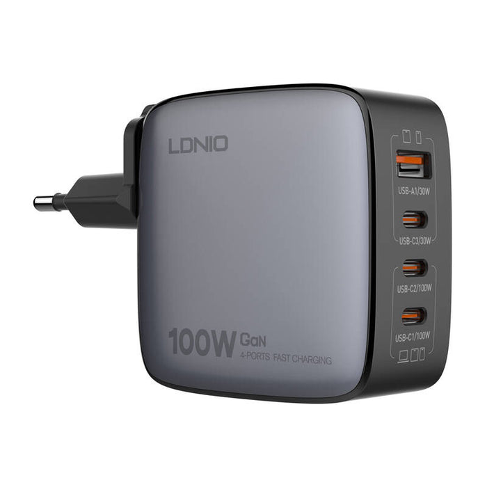 Зарядно LDNIO Q408, 100W, USB-A, 3x USB-C, черно