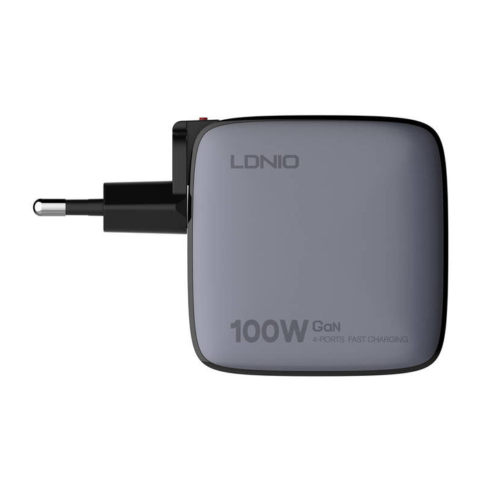 Зарядно LDNIO Q408, 100W, USB-A, 3x USB-C, черно