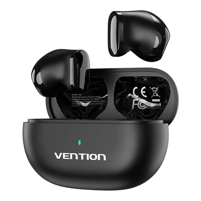 Безжични слушалки Vention NBLB0 Earbuds T12, Bluetooth 5.3, IPX4, черни