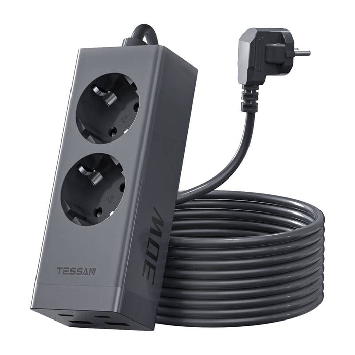 Разклонител TESSAN TS-FS01DE00, 2x USB-A, 2x USB-C