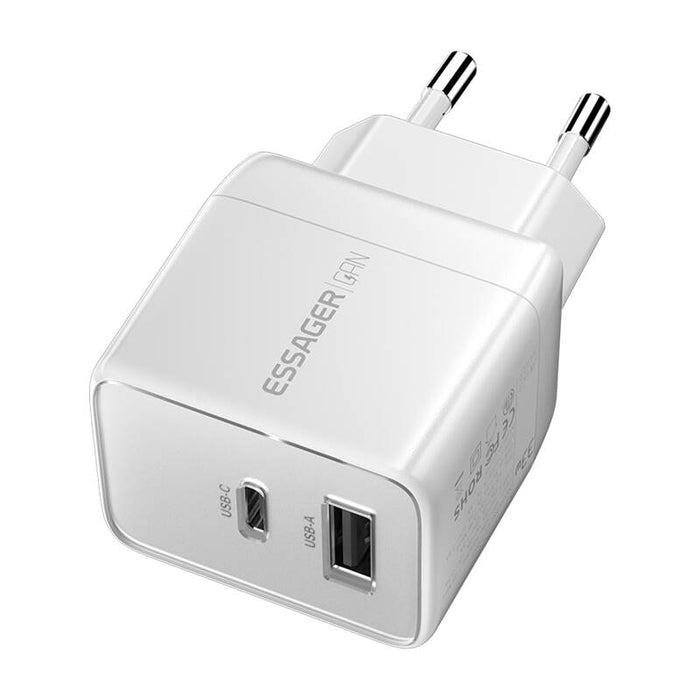 Зарядно Essager ECT33W-LJB02-Z, 33W, USB - C + USB - A, бяло