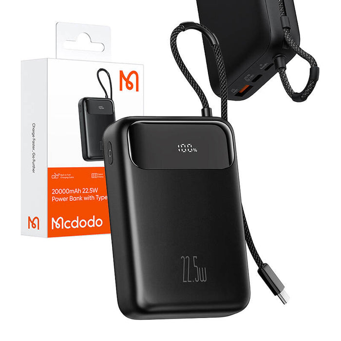 Преносима батерия с кабел Mcdodo MC-3720, 20000mAh, USB-C, USB-A, USB-C