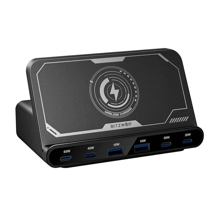 Безжично зарядно Blitzwolf BW-S27, 160W, 2xUSB-A, 4xUSB-C, 15W, черно