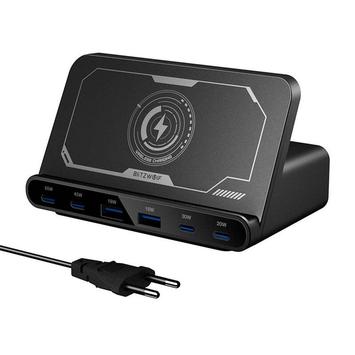 Безжично зарядно Blitzwolf BW-S27, 160W, 2xUSB-A, 4xUSB-C, 15W, черно