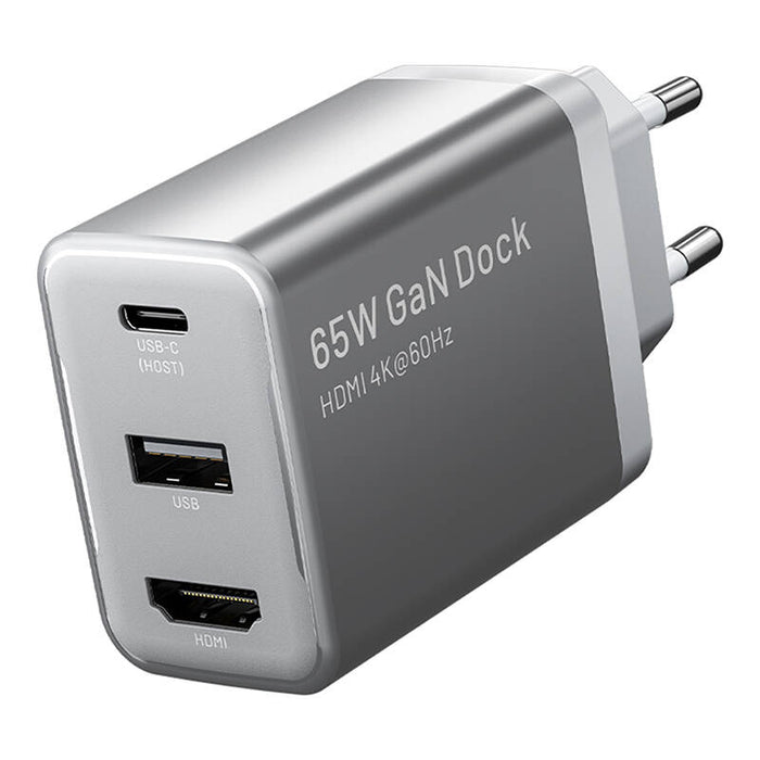 Зарядно Vention FJAH0-EU, USB - C+ USB - A, HDMI, GaN, (60W/5W/4K@60Hz), сиво