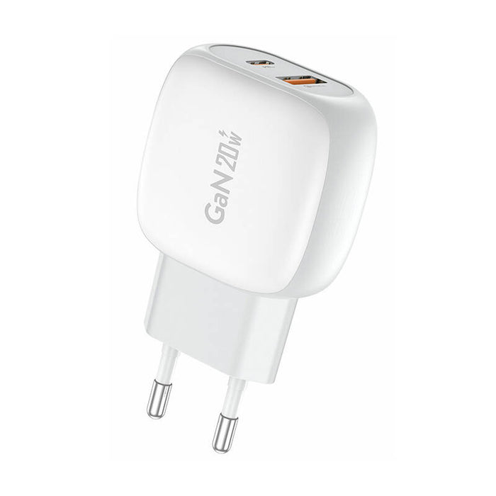 Зарядно Foneng EU41 USB-C+USB-A, 20W, USB-C / Lightning, бяло