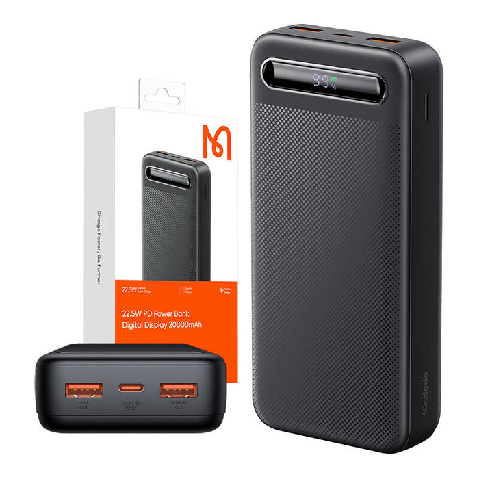 Преносима батерия с дисплей Mcdodo MC-3891, 20000mAh, 22.5W, черна