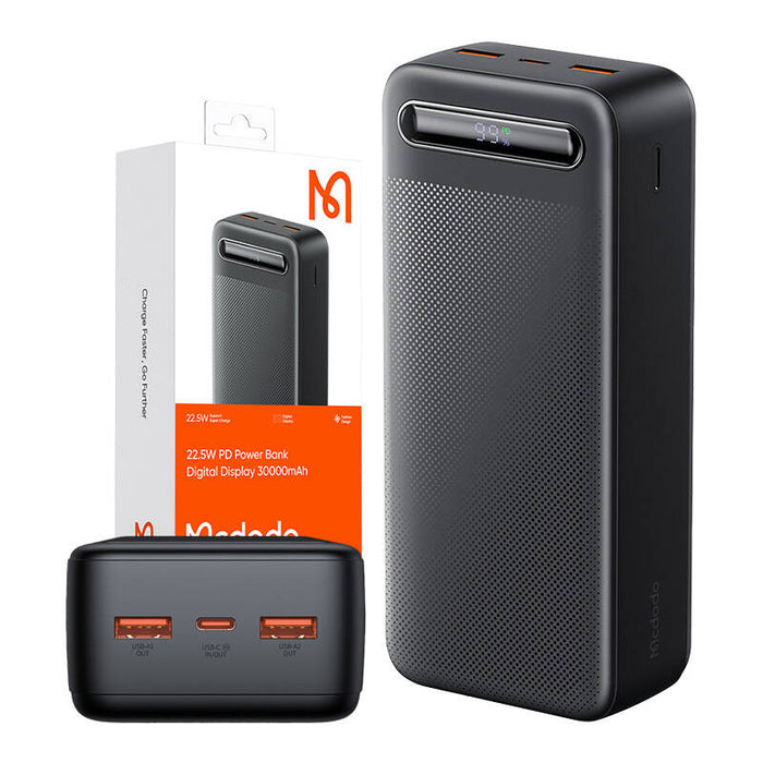 Преносима батерия с дисплей Mcdodo MC-3911, 30000mAh, 22.5W, черна