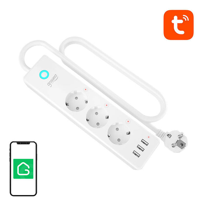 Смарт разклонител Gosund P1 PLUS, WiFi, 3x AC, 3x USB-A, Tuya