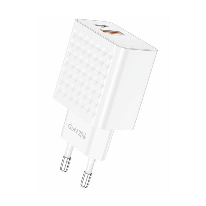 Зарядно с кабел Foneng EU42, USB-C / USB-A, 20W, USB-C / USB-C, бяло