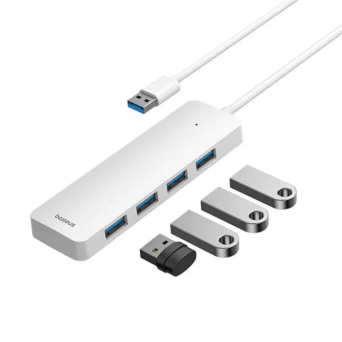 4в1 хъб Baseus UltraJoy Lite USB-A към USB 3.0 15cm бял