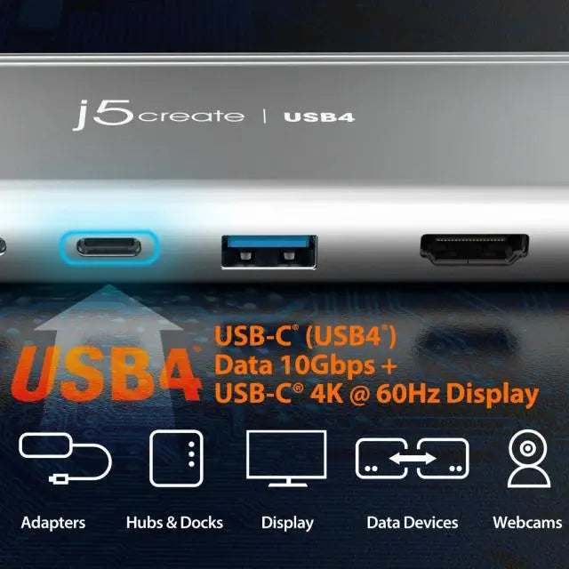 5-портов хъб j5create JCD401 USB4 Dual 4K