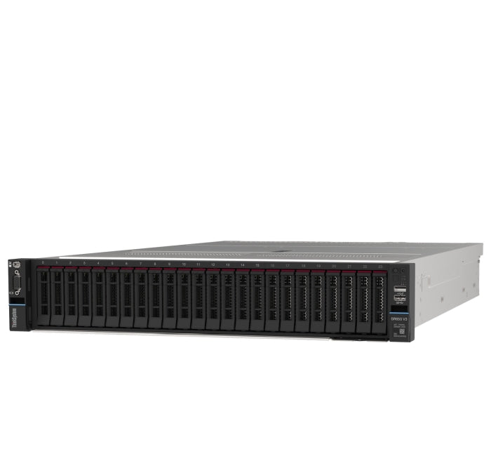 Сървър, Lenovo ThinkSystem SR650 V3, Xeon Silver 4410Y (12C 2.0GHz 30MB Cache/150W), 32GB (1x32GB, 4800MHz 1Rx4 DDR5 RDIMM), No Backplane, No RAID, 1x1100W Titanium, 5 Standard Fans, XCC Platinum