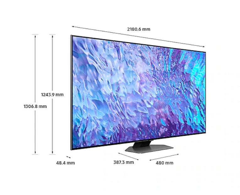 Телевизор, Samsung 98'' 98Q80 4K QLED , SMART, Bluetooth 5.2, Wi-Fi 5, 4xHDMI 2.1, 2xUSB, Carbon Silver