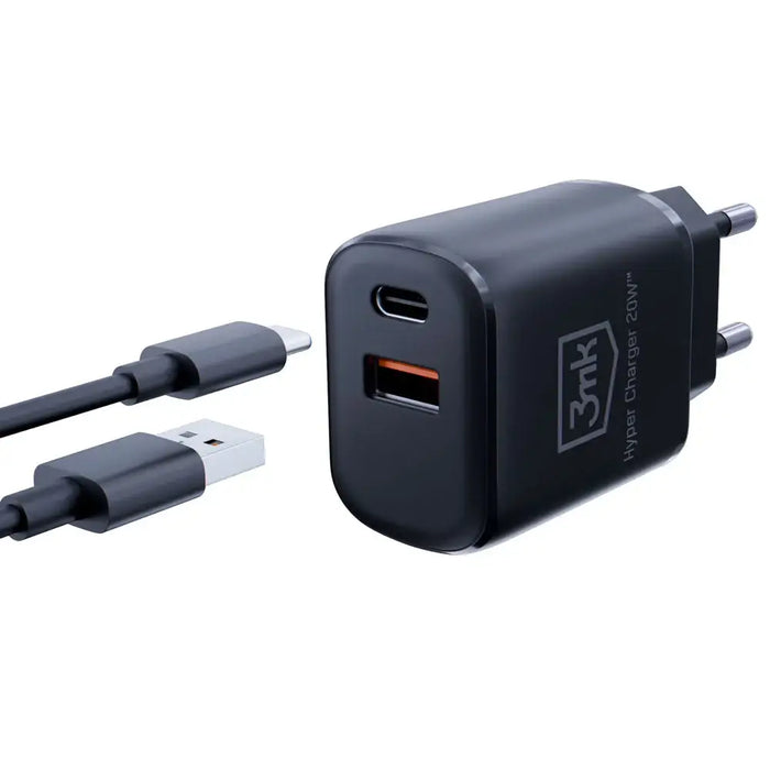 Адаптер 3mk Hyper Charger 20W USB-C USB-A черен