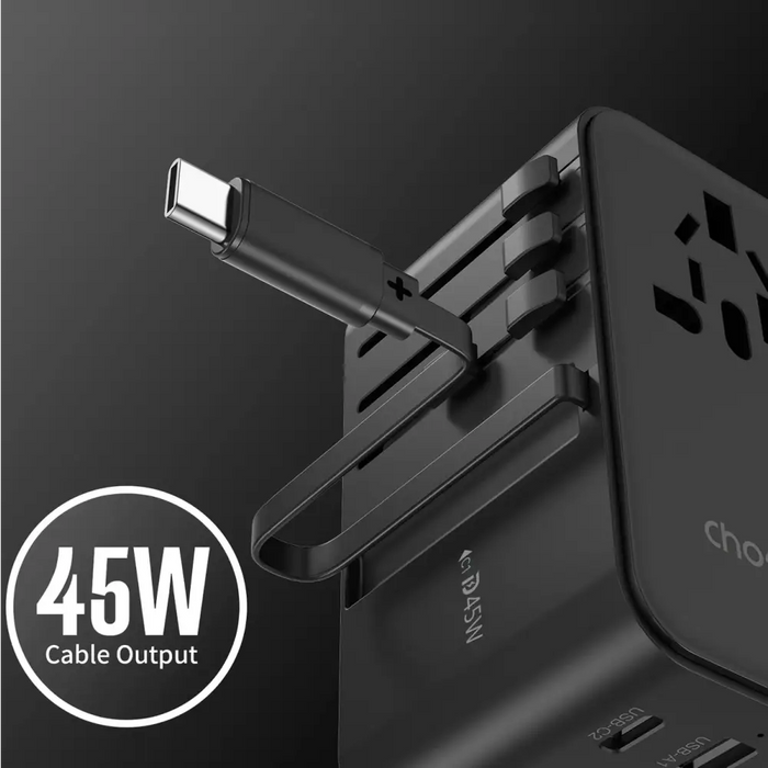 Адаптер Choetech PD5022 45W с USB-C кабел черен