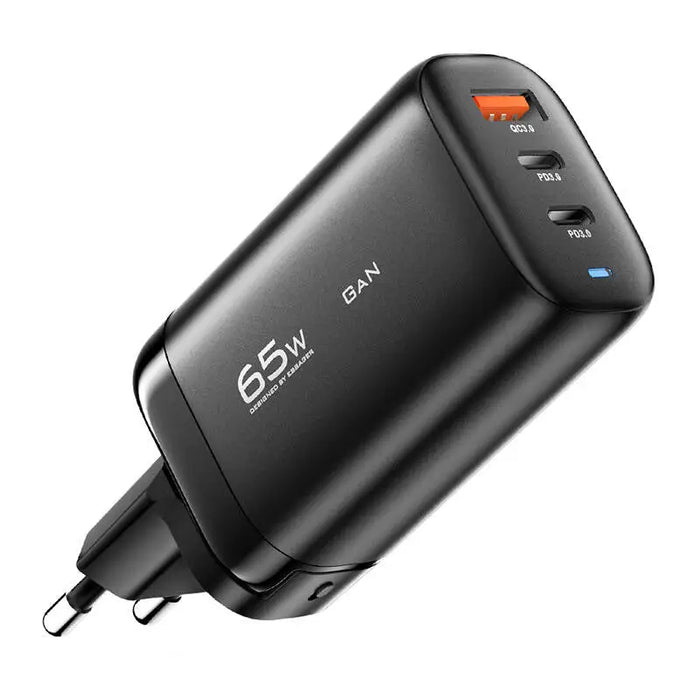 Адаптер Essager 2x USB - C 1x USB - A 65W GaN черен