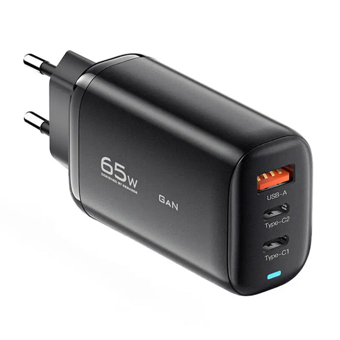 Адаптер Essager 2x USB - C 1x USB - A 65W GaN черен