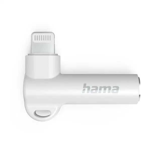 Адаптер HAMA Lightning - 3,5 mm жак Aux адаптер 90° бял