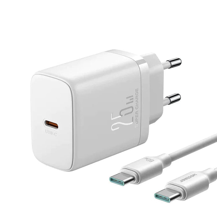 Адаптер Joyroom JR-TCF11 25W с USB-C към USB-C кабел 1m бял