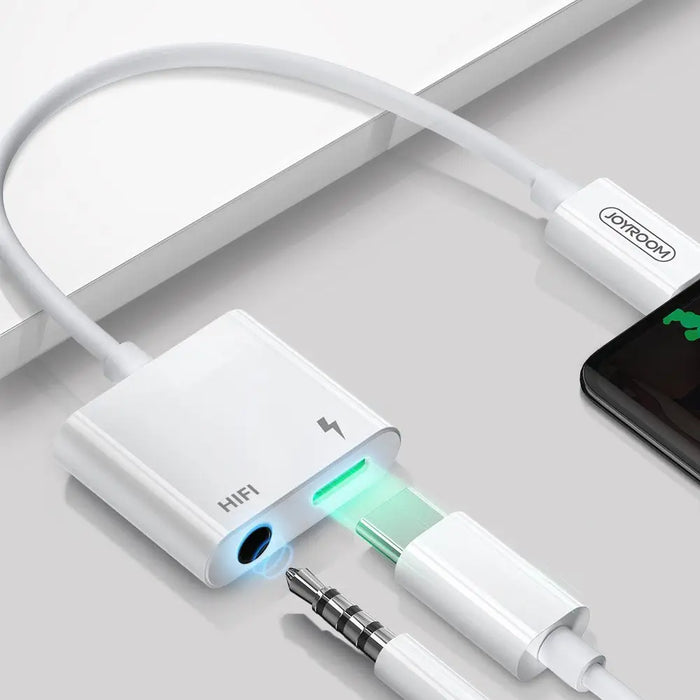 Адаптер Joyroom SH-C1 USB-C към USB-C 3.5mm mini jack бял