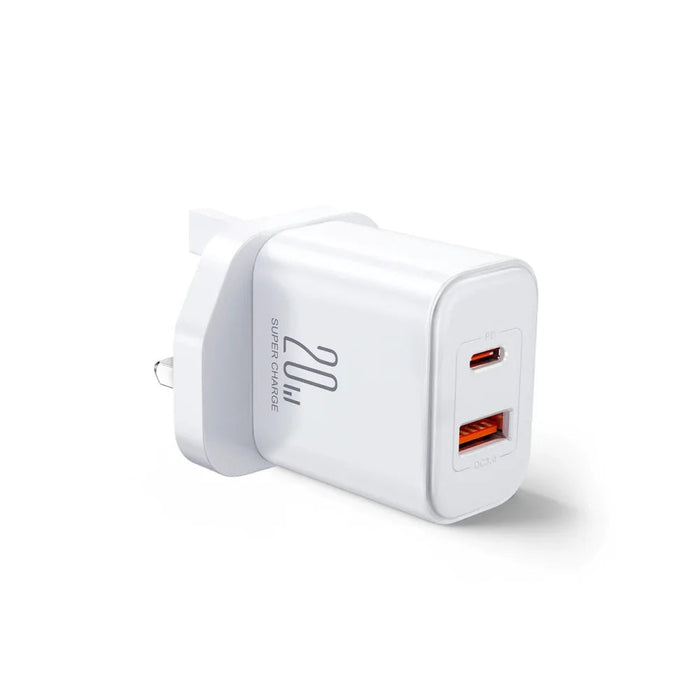 Адаптер Joyrooom FlashSeries JR-TCF05 UK 20W USB-A USB-C бял