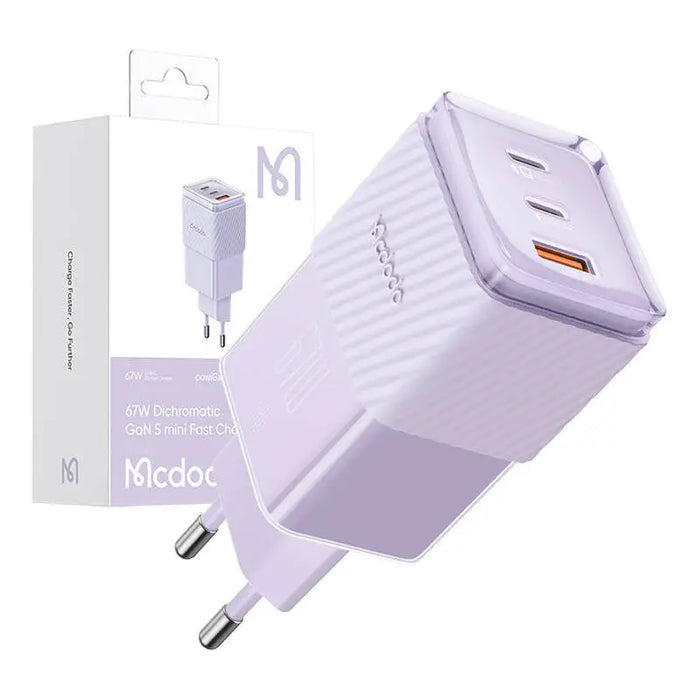 Адаптер Mcdodo CH-1502 GaN 67W 2x USB-C USB-A лилав