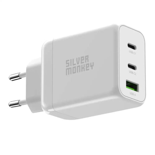 Адаптер Silver Monkey GaN 65W 2x USB-C PD 1x USB-A