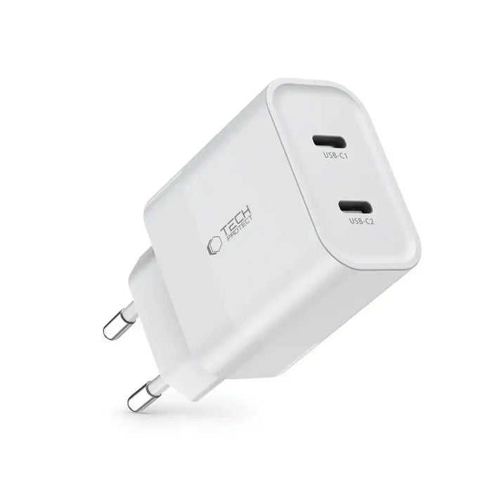 Адаптер Tech-Protect C20W 2x USB-C PD 20W бял