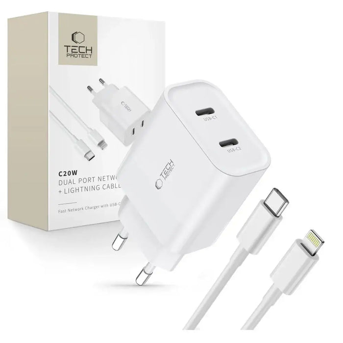 Адаптер Tech-Protect C20W 2x USB-C PD 20W