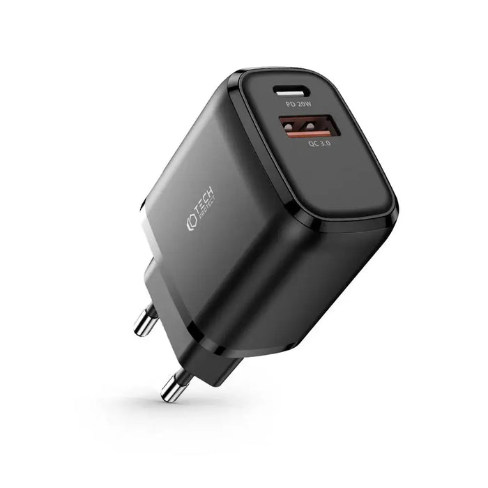 Адаптер Tech-Protect C20W USB-C PD 20W / USB-A QC 3.0 черен