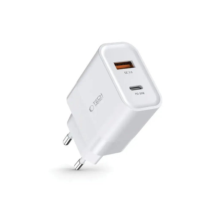 Адаптер Tech-Protect C30W USB-C PD 30W / USB-A QC 3.0 бял