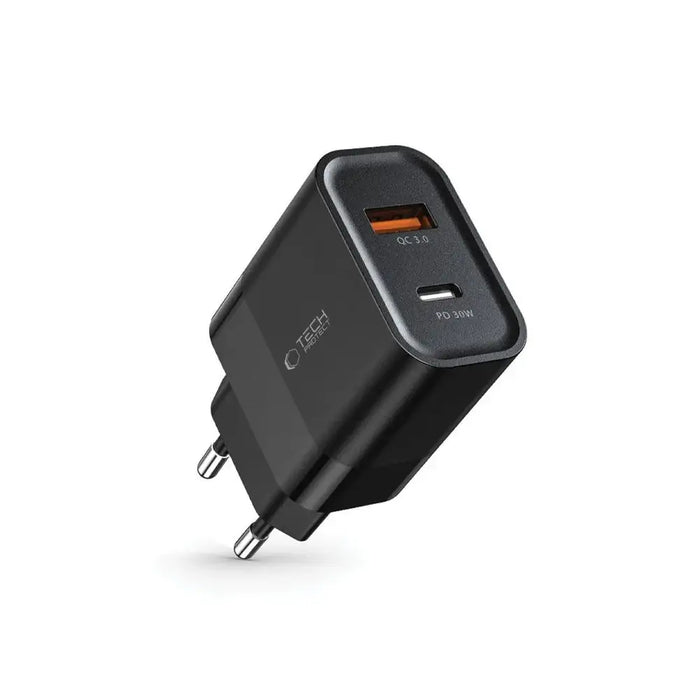 Адаптер Tech-Protect C30W USB-C PD 30W / USB-A QC 3.0 черен