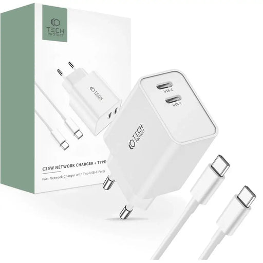 Адаптер Tech-Protect C35W 2x USB-C PD 35W с USB-C