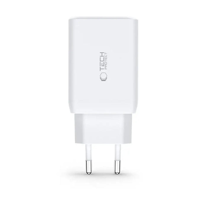 Адаптер Tech-Protect C65W 2x USB-C PD 65W / USB-A QC 3.0 бял