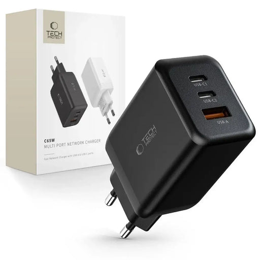 Адаптер Tech-Protect C65W 2x USB-C PD 65W / USB-A QC