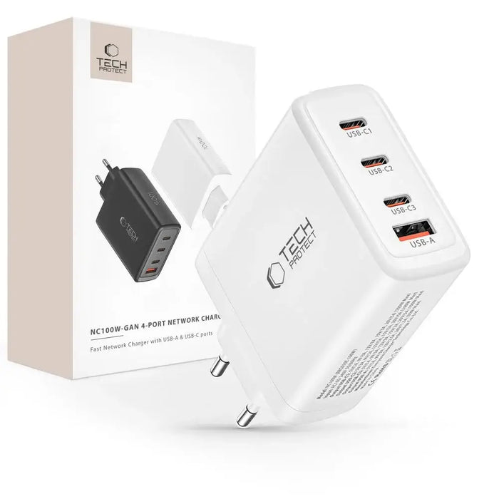 Адаптер Tech-Protect NC100W-GAN GaN 3x USB-C PD 100W