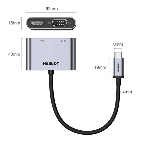 Адаптер Ugreen CM162 50505 USB-C - HDMI / VGA