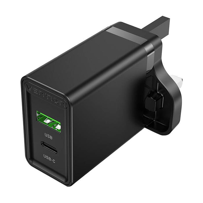 Адаптер Vention FBBB0-UK USB-A USB-C 18W/20W UK черен