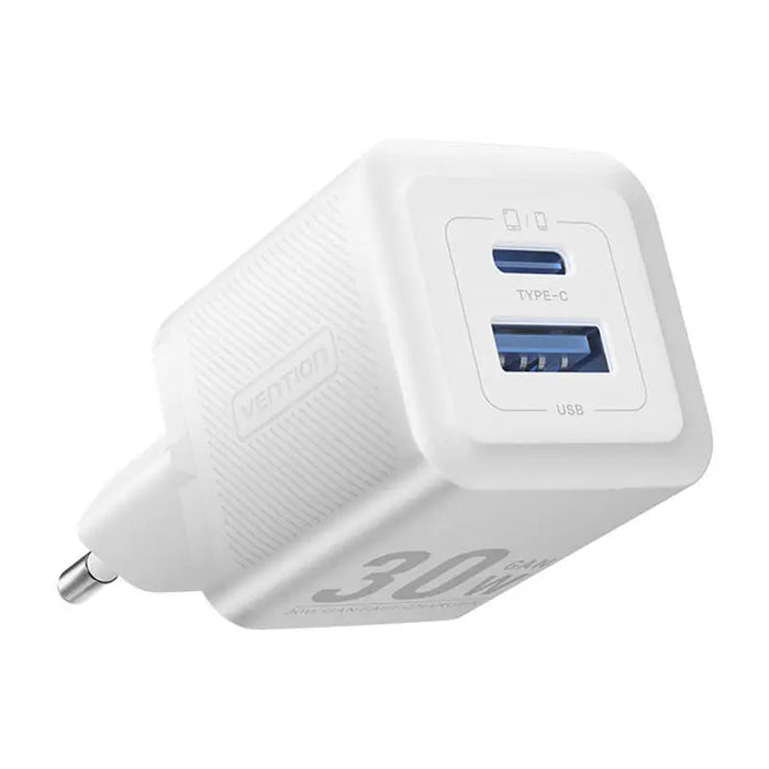 Адаптер Vention FEQW0-EU USB-C + USB-A 30W/30W GaN бял