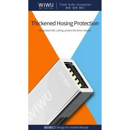 Адаптер WIWU T02 Type - C към 2xUSB 3.0 сребрист